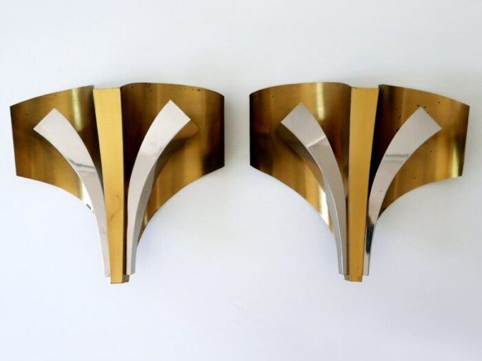 large mid century modern brass sconces by maison bagues paris 1960s set of 2 1