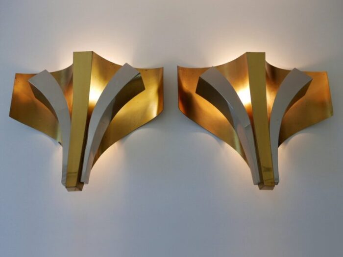 large mid century modern brass sconces by maison bagues paris 1960s set of 2 2