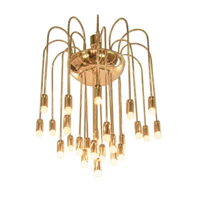 large modernist brass spider chandelier by j t kalmar 1960s 2