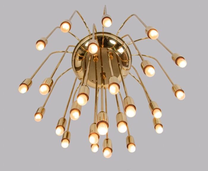 large modernist brass spider chandelier by j t kalmar 1960s 3