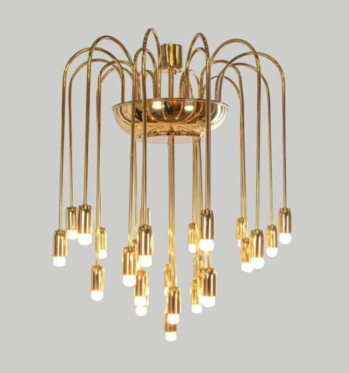 large modernist brass spider chandelier by j t kalmar 1960s 5