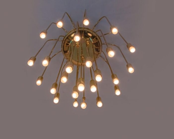 large modernist brass spider chandelier by j t kalmar 1960s 7