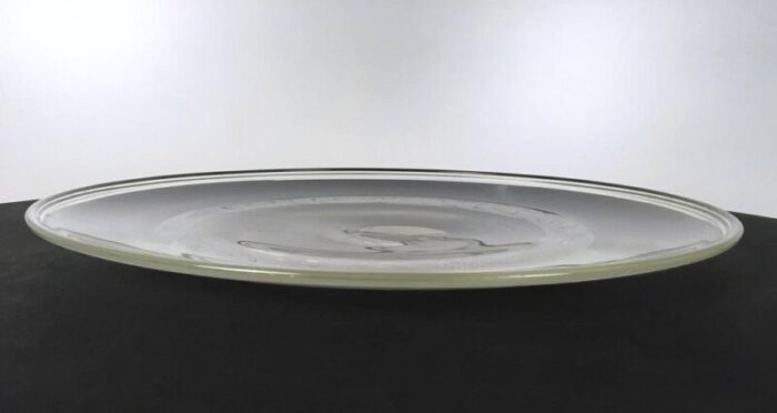 large postmodern round blown glass serving plate attributed to seguso murano italy 1960s 5173