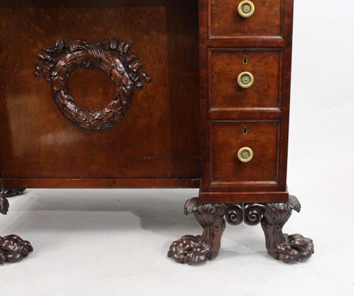 late 18th century mahogany desk with carved feet 1073