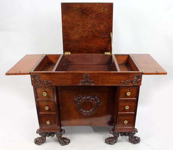 late 18th century mahogany desk with carved feet 2510