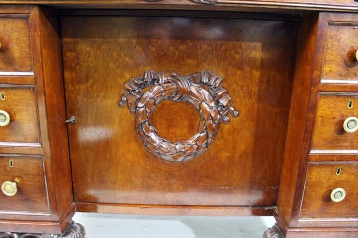 late 18th century mahogany desk with carved feet 3028