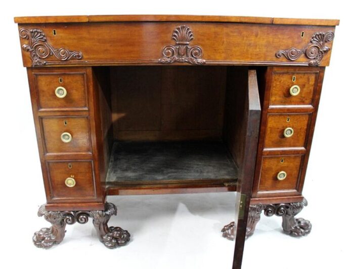 late 18th century mahogany desk with carved feet 6845