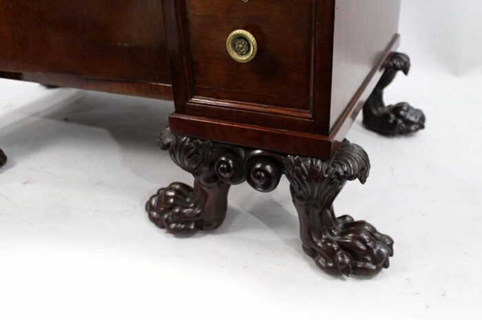 late 18th century mahogany desk with carved feet 7502