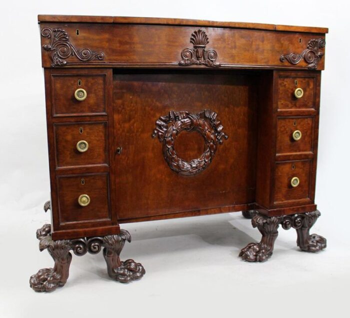 late 18th century mahogany desk with carved feet 7649