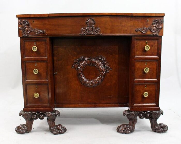 late 18th century mahogany desk with carved feet 8389