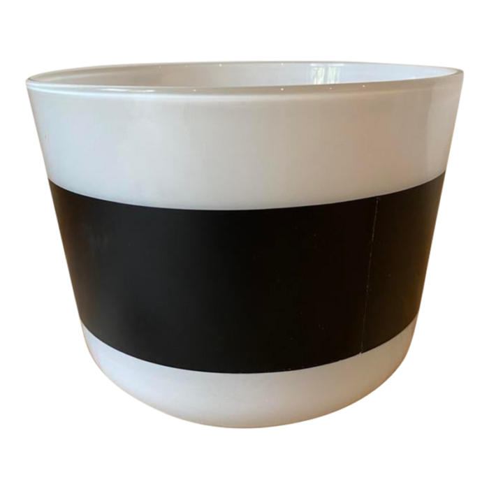 late 20th century anne nilsson black and white striped bowl or vase 3017