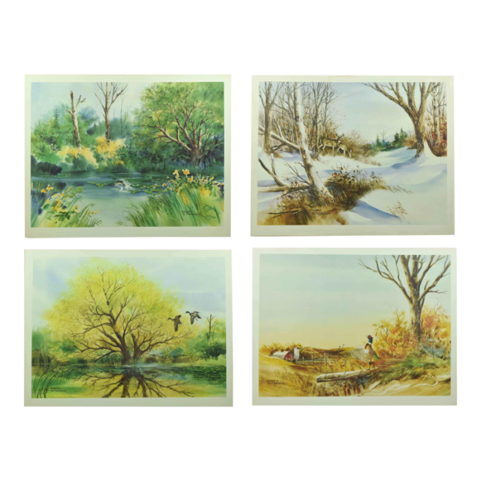 late 20th century wildlife autumn summer winter spring 4 seasons print art 4 pieces 1206