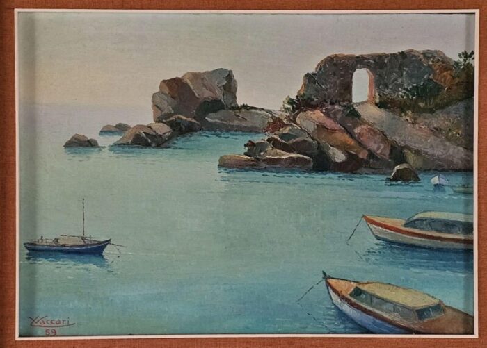 leandro vaccari lolivetta portofino oil on board 1959 8612