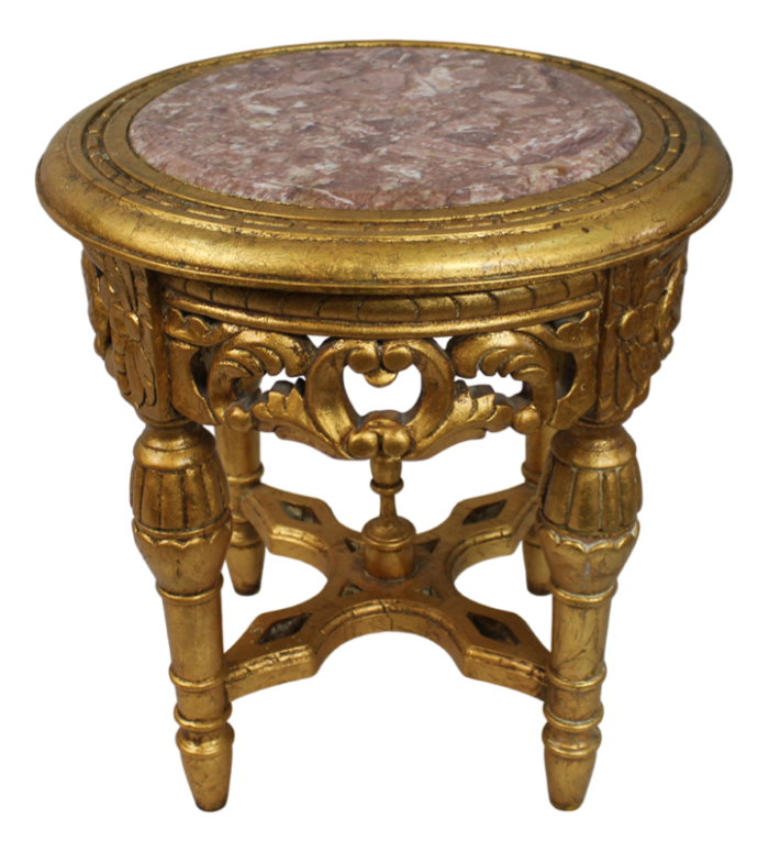 louis xv style giltwood rouge marble lamp table 6857