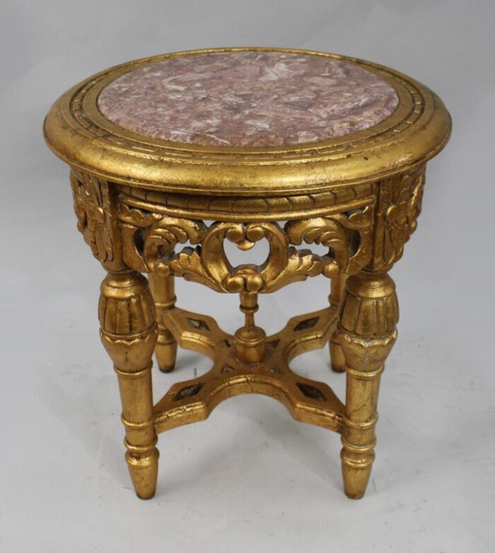 louis xv style giltwood rouge marble lamp table 7417