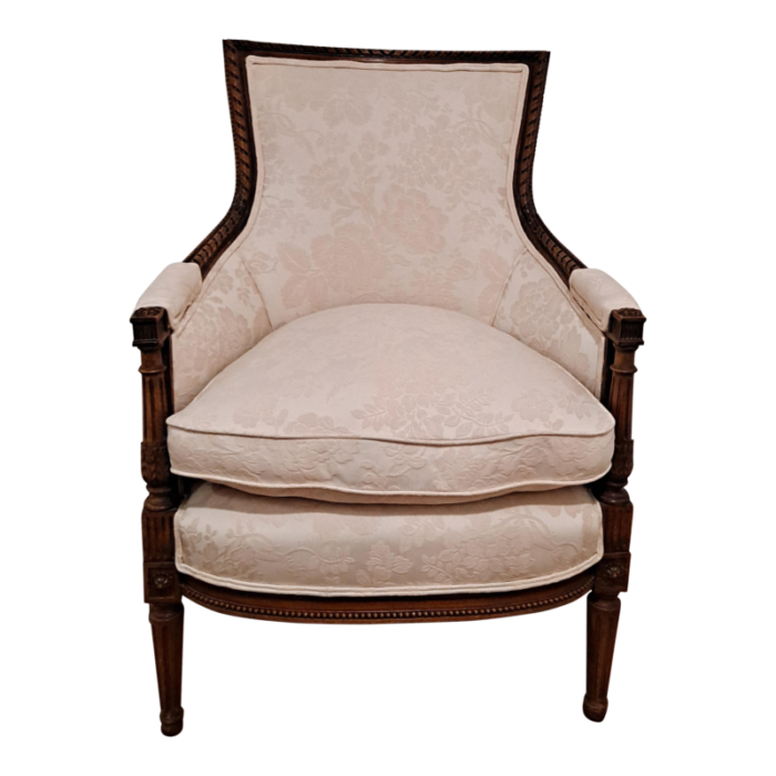 louis xvi style finely curved walnut bergeretub chair 6294