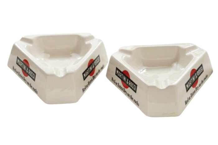 martini and rossi italian ceramic ashtrays a pair 3966