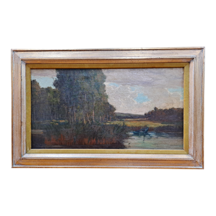 maurice auguste del mue 1875 1955 river landscape painting 9916