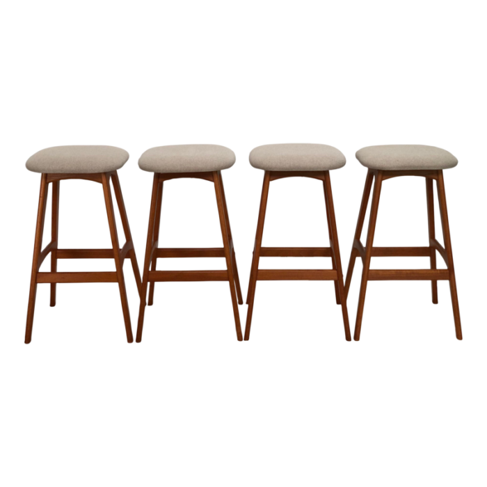 mid 20th century danish teak barstools oddense maskinsnedkeri od mobler set of 4 0980