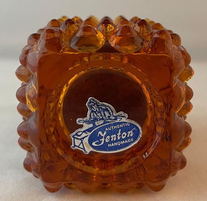 mid 20th century fenton hobnail amber glass table lighter 8981