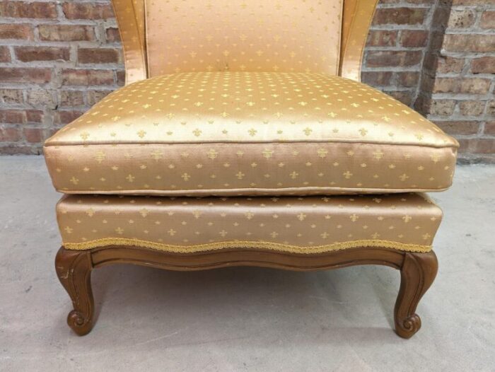 mid 20th century french provincial louis xv wingback slipper chairs a pair 2590