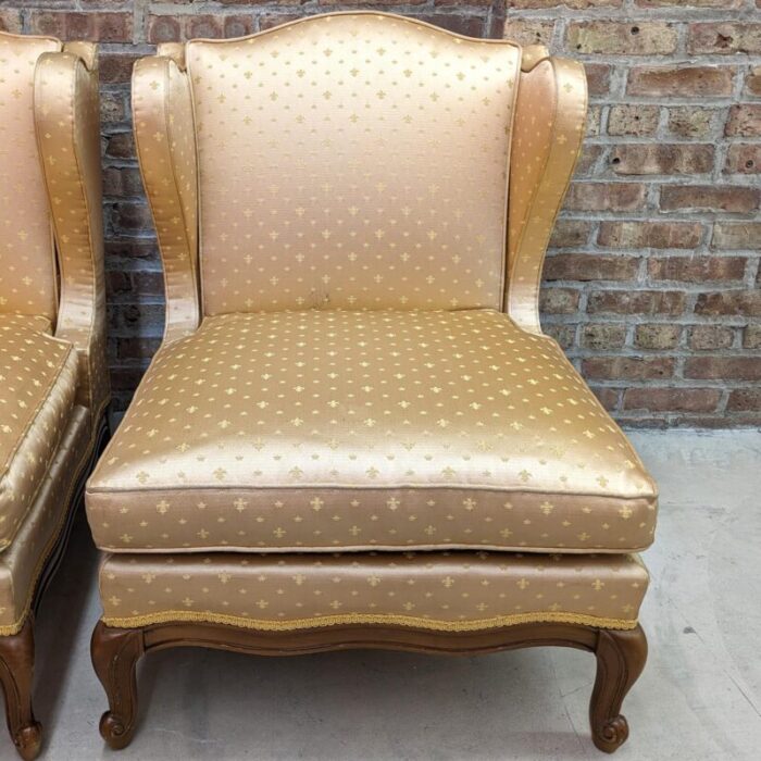 mid 20th century french provincial louis xv wingback slipper chairs a pair 5596