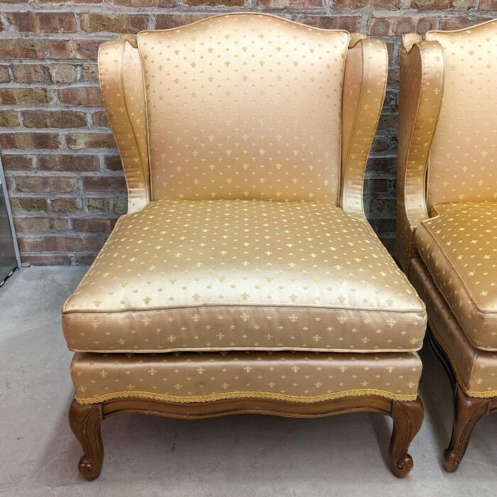 mid 20th century french provincial louis xv wingback slipper chairs a pair 6879