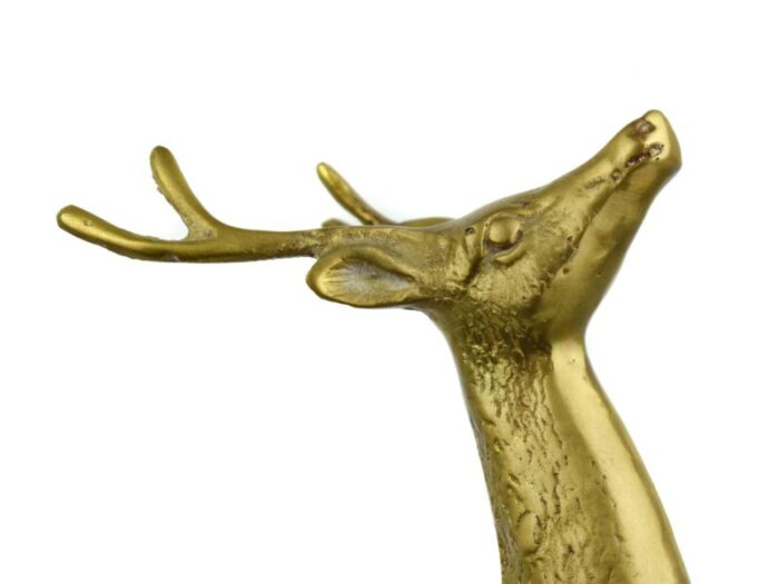 mid 20th century large gold brass deer buck figurines model a pair 2643