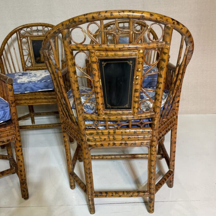 mid 20th century maitland smith bamboo painted faux tortoise shell chinoiserie chairs set of 4 0967