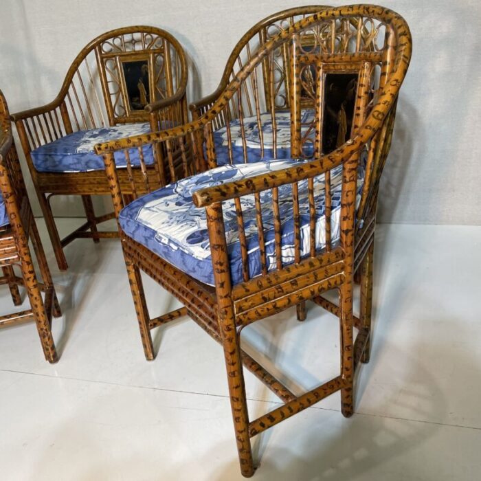 mid 20th century maitland smith bamboo painted faux tortoise shell chinoiserie chairs set of 4 2235