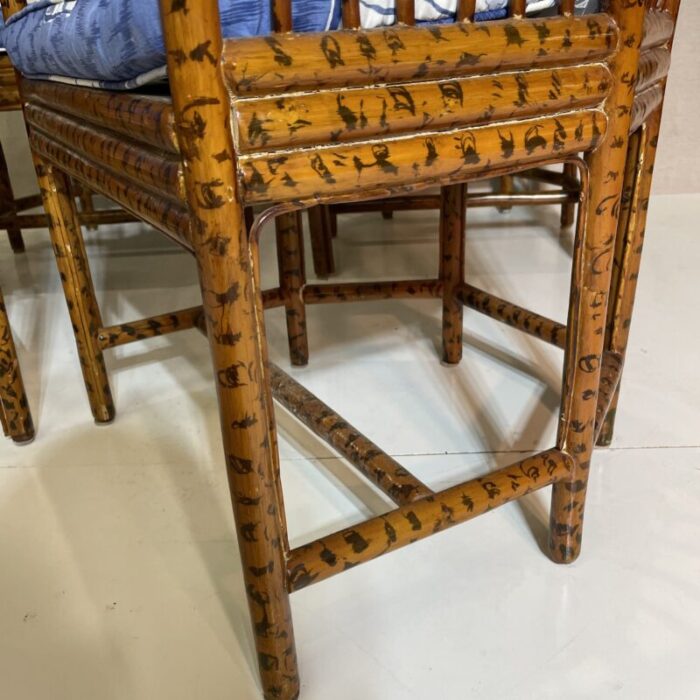 mid 20th century maitland smith bamboo painted faux tortoise shell chinoiserie chairs set of 4 6165