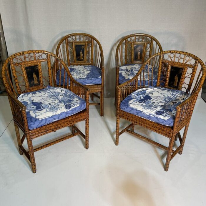 mid 20th century maitland smith bamboo painted faux tortoise shell chinoiserie chairs set of 4 7998