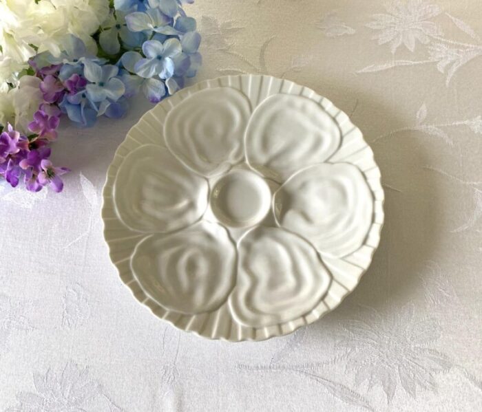 mid century 6 well blanc porcelain oyster dish 1470