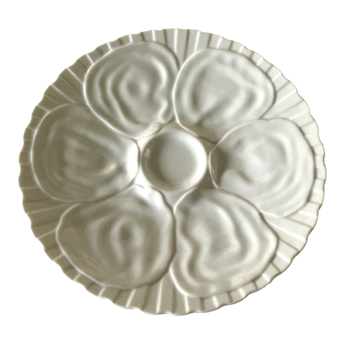 mid century 6 well blanc porcelain oyster dish 3327