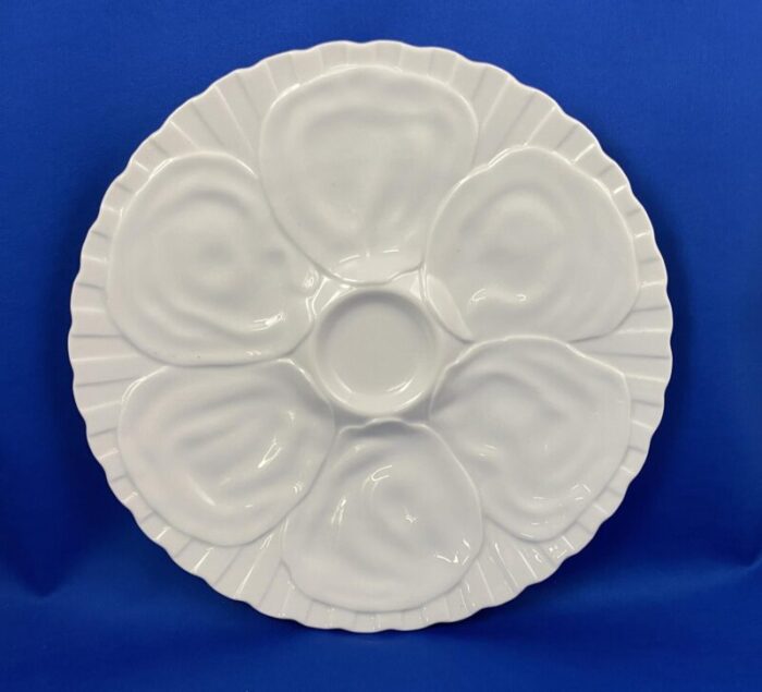 mid century 6 well blanc porcelain oyster dish 3688