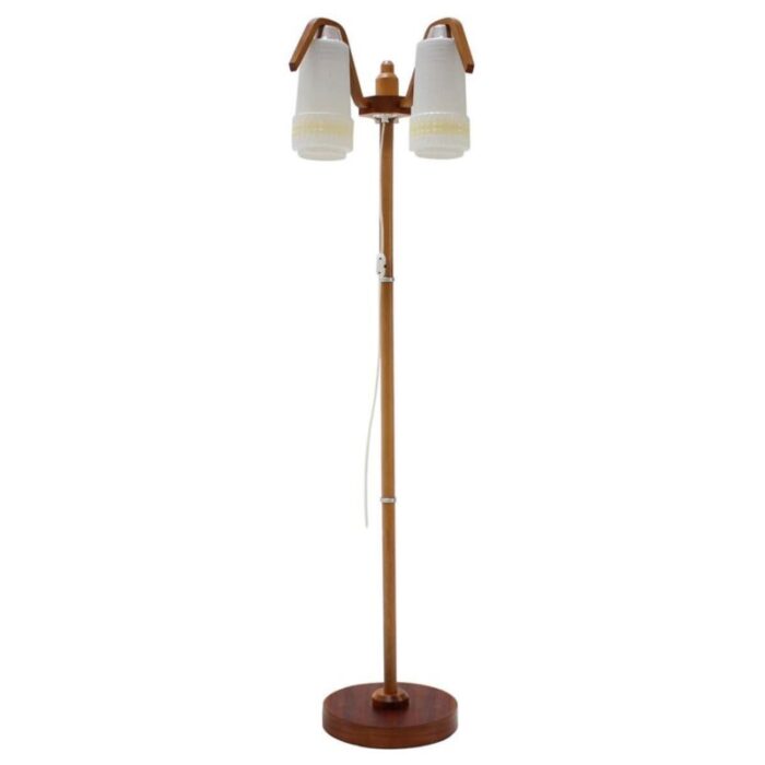 mid century adjustable wood floor lamp from humpolec 1970s 1