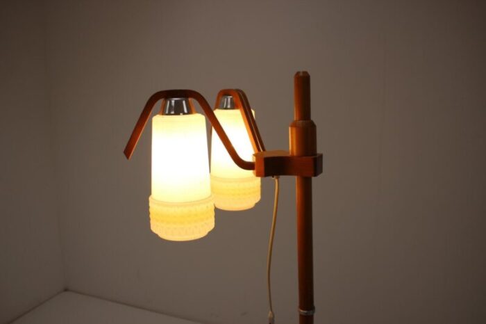 mid century adjustable wood floor lamp from humpolec 1970s 12