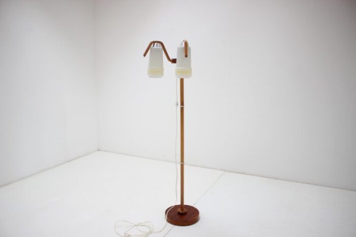 mid century adjustable wood floor lamp from humpolec 1970s 2