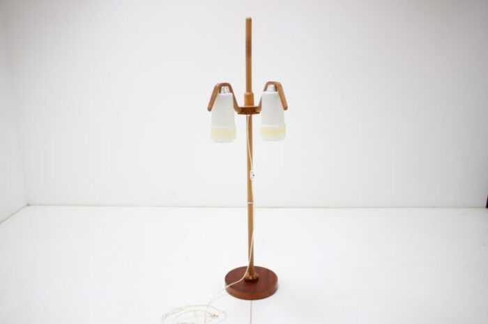 mid century adjustable wood floor lamp from humpolec 1970s 6