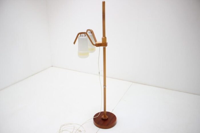 mid century adjustable wood floor lamp from humpolec 1970s 8