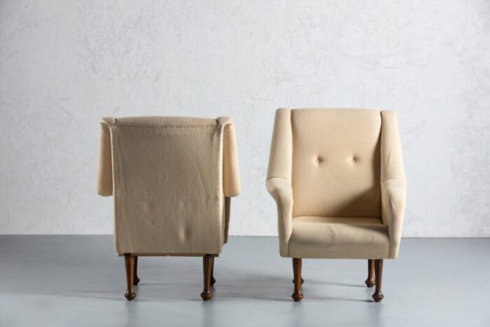 mid century armchairs in cream fabric italy 1970s set of 2 7712