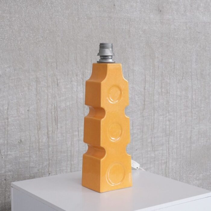 mid century belgium single pop yellow ceramic table lamp 2