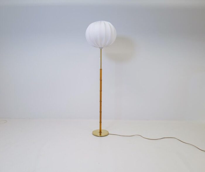 mid century brass oak floor lamp from falkenbergs belysning sweden 1960s 2