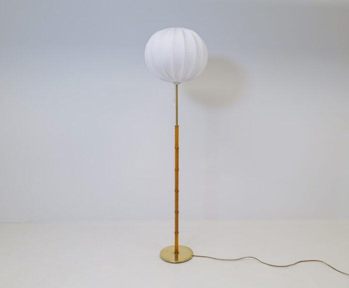 mid century brass oak floor lamp from falkenbergs belysning sweden 1960s 5