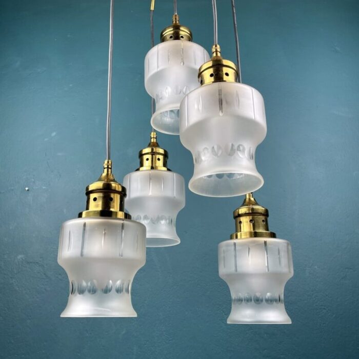 mid century cascade glass chandelier italy 1970s 8