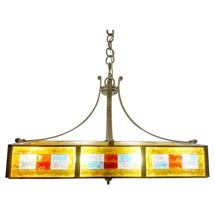 mid century colored glass suspension lamp from poliarte italy 1970s 1