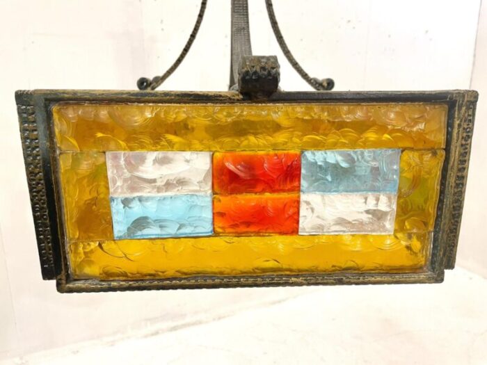 mid century colored glass suspension lamp from poliarte italy 1970s 12