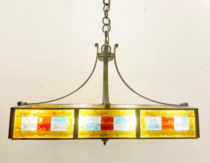 mid century colored glass suspension lamp from poliarte italy 1970s 4