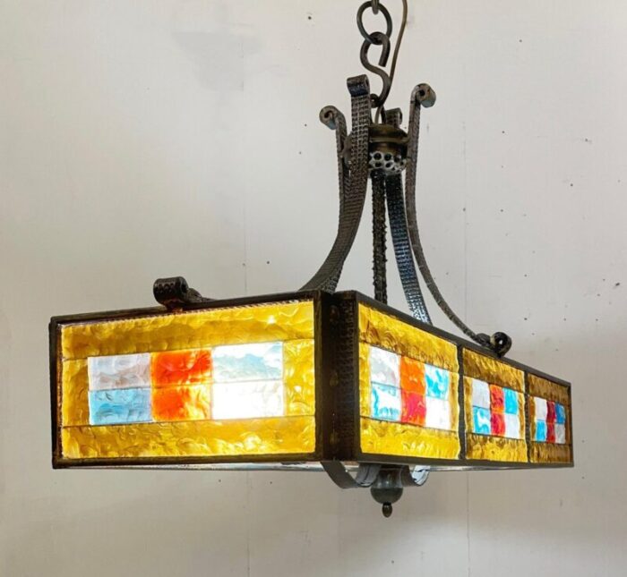 mid century colored glass suspension lamp from poliarte italy 1970s 6