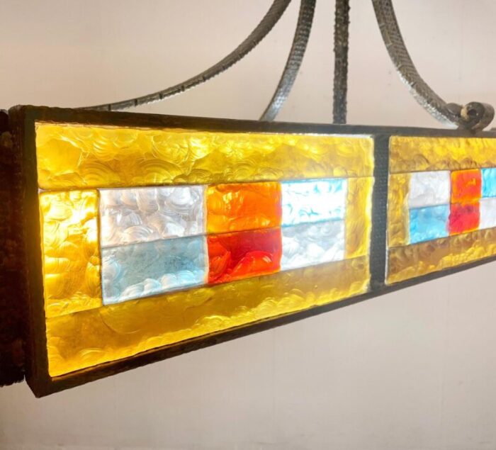 mid century colored glass suspension lamp from poliarte italy 1970s 7